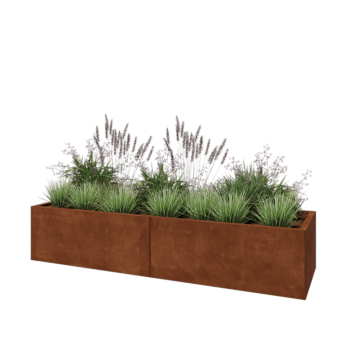 Corten steel planter XXL - Rectangle - 200 x 60 x 40 cm - With bottom plate