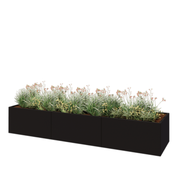 Steel planter XXL - Rectangle - 360 x 80 x 60 cm - RAL9005 matt (black) - Without bottom plate