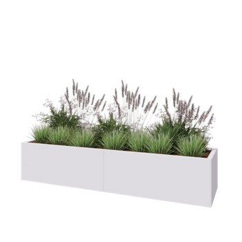 Steel planter XXL - Rectangle - 200 x 50 x 40 cm - RAL9005 matt (white) - With bottom plate