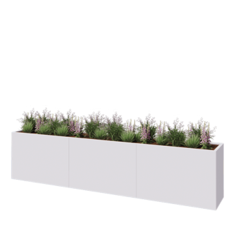 Steel planter XXL - Rectangle - 360 x 50 x 80 cm - RAL9005 matt (white) - Without bottom plate