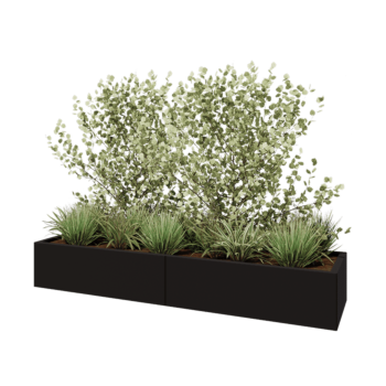 Steel planter XXL - Rectangle - 200 x 50 x 30 cm - RAL9005 matt (black) - Without bottom plate