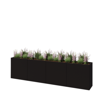 Steel planter XXL - Rectangle - 320 x 40 x 80 cm - RAL9005 matt (black) - Without bottom plate