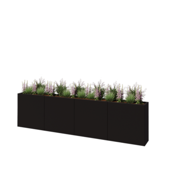 Steel planter XXL - Rectangle - 320 x 30 x 80 cm - RAL9005 matt (black) - Without bottom plate