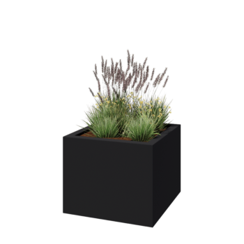 Fibreglass planter - Square - 100 x 100 x 80 cm - RAL7021 matt (black grey) - With bottom