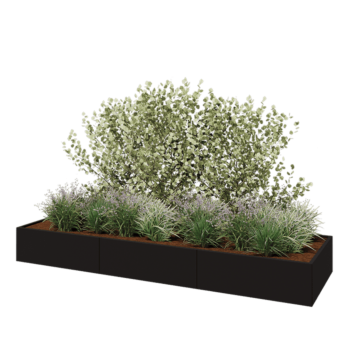 Steel planter XXL - Rectangle - 360 x 100 x 40 cm - RAL9005 matt (black) - Without bottom plate