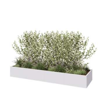 Steel planter XXL - Rectangle - 320 x 80 x 40 cm - RAL9005 matt (white) - Without bottom plate