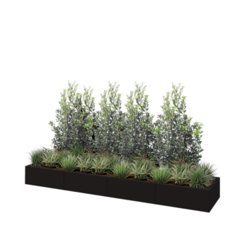 Steel planter XXL - Rectangle - 320 x 60 x 30 cm - RAL9005 matt (black) - Without bottom plate