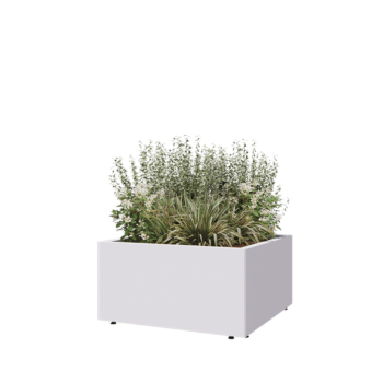 Steel planter - Square - 80 x 80 x 40 cm - RAL9005 matt (white) - With bottom plate - With legs