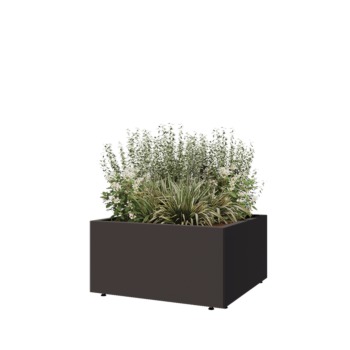 Steel planter - Square - 80 x 80 x 40 cm - RAL7016 matt (anthracite grey) - With bottom plate - With legs