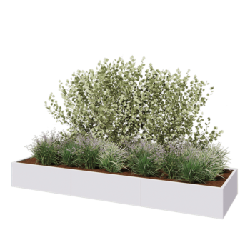 Steel planter XXL - Rectangle - 360 x 100 x 40 cm - RAL9005 matt (white) - Without bottom plate