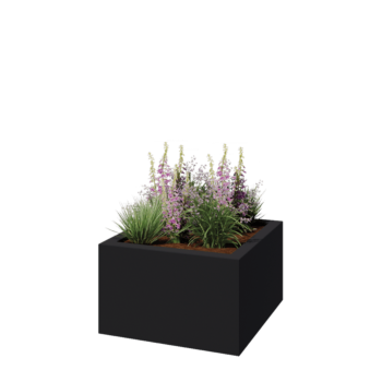 Fibreglass planter - Square - 100 x 100 x 60 cm - RAL7021 matt (black grey) - With bottom