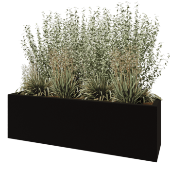 Fibreglass planter - Rectangle - 200 x 50 x 60 cm - RAL9005 matt (black) - With bottom
