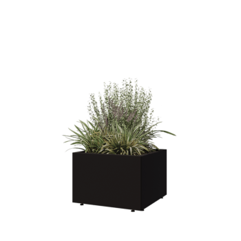 Steel planter - Square - 60 x 60 x 40 cm - RAL9005 matt (black) - With bottom plate - With legs