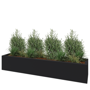 Fibreglass planter - Rectangle - 230 x 50 x 40 cm - RAL7021 matt (black grey) - With bottom