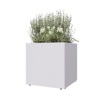 Steel planter - Square - 80 x 80 x 80 cm - RAL9005 matt (white) - With bottom plate - With legs