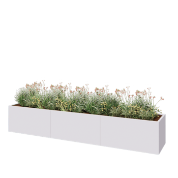 Steel planter XXL - Rectangle - 360 x 60 x 60 cm - RAL9005 matt (white) - Without bottom plate