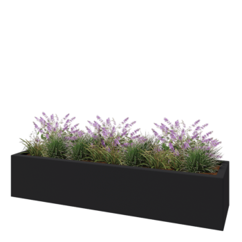 Fibreglass planter - Rectangle - 200 x 50 x 40 cm - RAL7021 matt (black grey) - With bottom