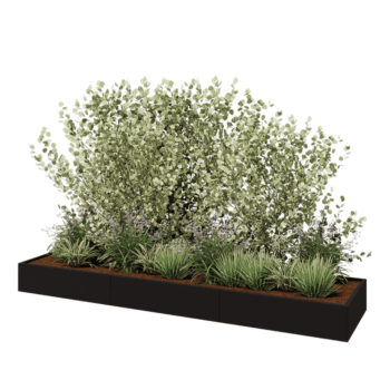 Steel planter XXL - Rectangle - 360 x 80 x 30 cm - RAL9005 matt (black) - Without bottom plate