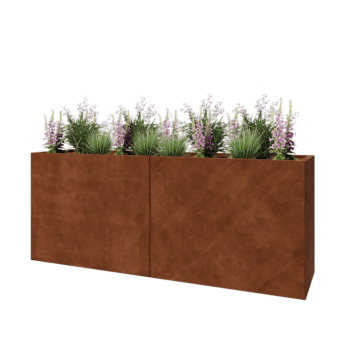 Corten steel planter XXL - Rectangle - 200 x 50 x 80 cm - With bottom plate