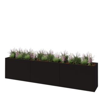 Steel planter XXL - Rectangle - 360 x 50 x 80 cm - RAL9005 matt (black) - Without bottom plate