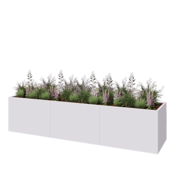 Steel planter XXL - Rectangle - 360 x 80 x 80 cm - RAL9005 matt (white) - Without bottom plate
