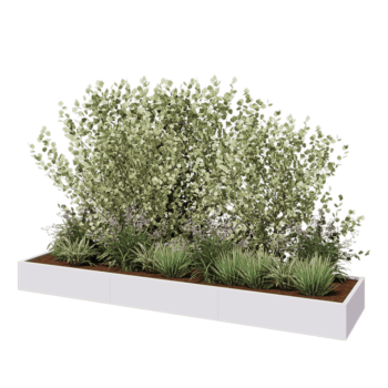 Steel planter XXL - Rectangle - 360 x 80 x 30 cm - RAL9005 matt (white) - Without bottom plate