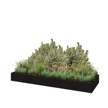 Steel planter XXL - Rectangle - 320 x 100 x 30 cm - RAL9005 matt (black) - Without bottom plate