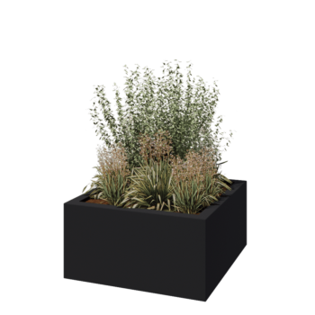 Fibreglass planter - Square - 120 x 120 x 60 cm - RAL7021 matt (black grey) - With bottom