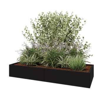 Steel planter XXL - Rectangle - 200 x 80 x 30 cm - RAL9005 matt (black) - Without bottom plate