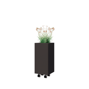 Steel planter - Square - 30 x 30 x 60 cm - RAL7016 matt (anthracite grey) - With bottom plate - With wheels