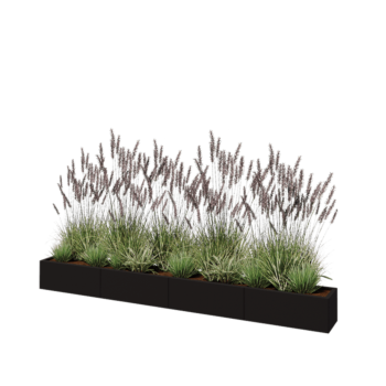 Steel planter XXL - Rectangle - 320 x 30 x 30 cm - RAL9005 matt (black) - With bottom plate