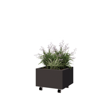 Steel planter - Square - 50 x 50 x 30 cm - Other RAL colour - With bottom plate - With wheels