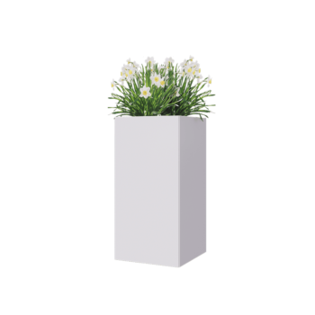 Steel planter - Square - 40 x 40 x 80 cm - RAL9005 matt (white) - With bottom plate