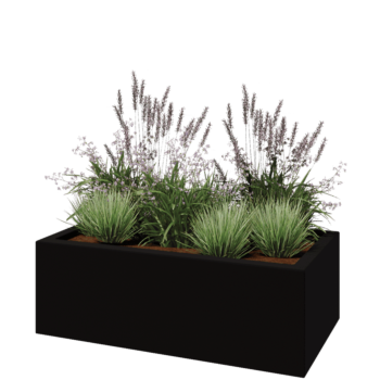 Fibreglass planter - Rectangle - 120 x 60 x 40 cm - RAL9005 matt (black) - With bottom