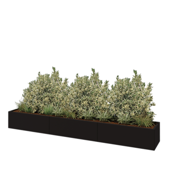 Steel planter XXL - Rectangle - 360 x 50 x 40 cm - RAL9005 matt (black) - Without bottom plate