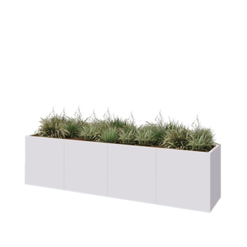 Steel planter XXL - Rectangle - 320 x 60 x 80 cm - RAL9005 matt (white) - Without bottom plate