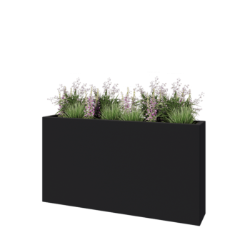 Fibreglass planter - Rectangle - 150 x 25 x 80 cm - RAL7021 matt (black grey) - With bottom