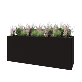 Steel planter XXL - Rectangle - 200 x 60 x 80 cm - RAL9005 matt (black) - Without bottom plate