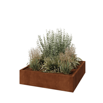 Corten steel planter - Square - 120 x 120 x 30 cm - With bottom plate