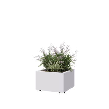 Steel planter - Square - 50 x 50 x 30 cm - RAL9005 matt (white) - With bottom plate - With legs