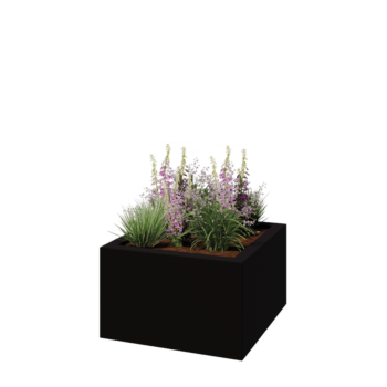 Fibreglass planter - Square - 100 x 100 x 60 cm - RAL9005 matt (black) - With bottom