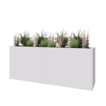 Steel planter XXL - Rectangle - 200 x 50 x 80 cm - RAL9005 matt (white) - With bottom plate