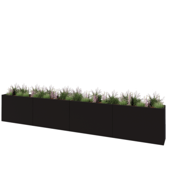 Steel planter XXL - Rectangle - 480 x 40 x 80 cm - RAL9005 matt (black) - Without bottom plate