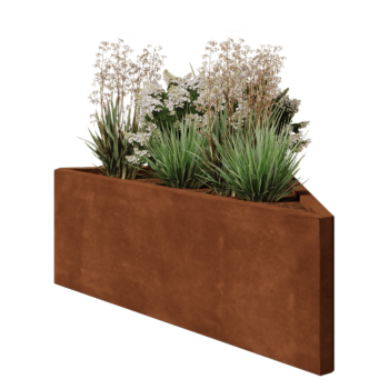 Corten steel planter - Triangle isosceles - 112,2 x 60,5 x 40 cm - Without bottom plate