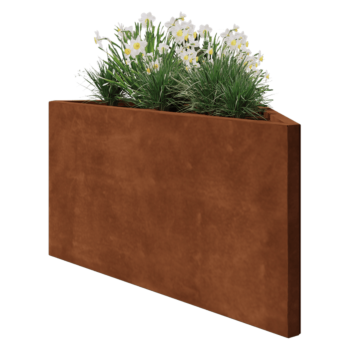 Corten steel planter - Triangle isosceles - 112,2 x 60,5 x 60 cm - Without bottom plate