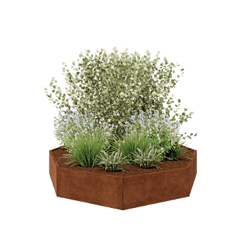Corten steel planter - Octagon - 241,4 x 241,4 x 40 cm - Without bottom plate