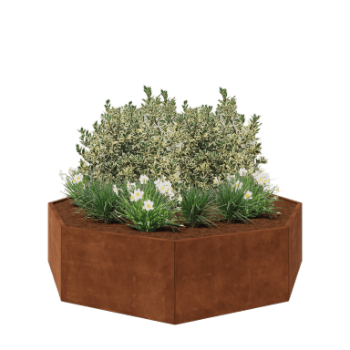 Corten steel planter - Octagon - 241,4 x 241,4 x 60 cm - Without bottom plate