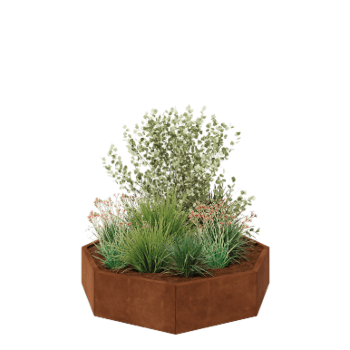 Corten steel planter - Octagon - 144,9 x 144,9 x 30 cm - Without bottom plate