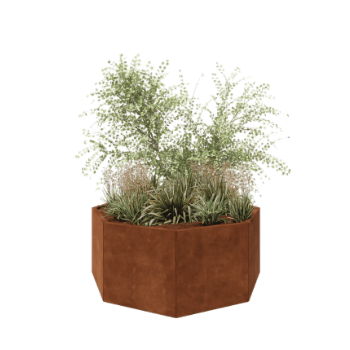 Corten steel planter - Octagon - 144,9 x 144,9 x 60 cm - Without bottom plate