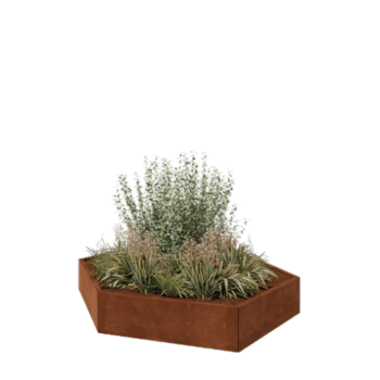Corten steel planter - Hexagon - 199,3 x 173,2 x 30 cm - Without bottom plate